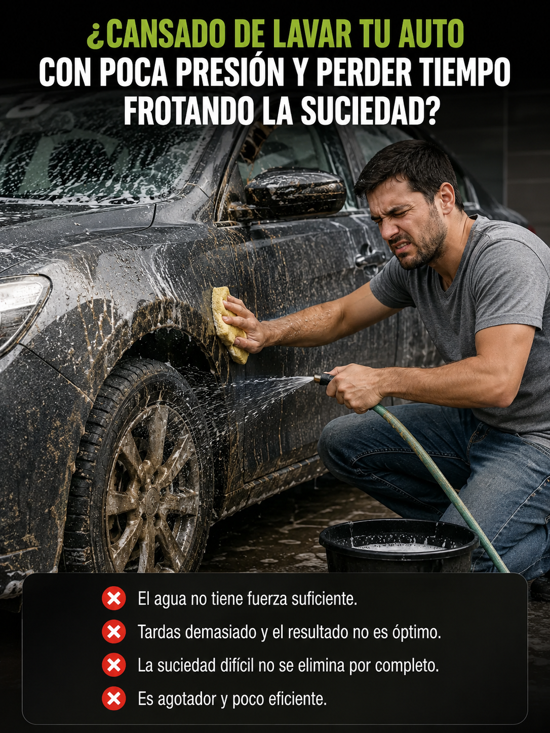 🚿 Hidrolavadora Portátil para Manguera – Limpieza Potente sin Electricidad