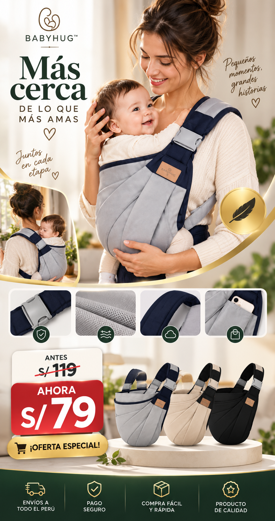 👶PORTABEBÉ ERGONÓMICO: COMODIDAD Y CERCANÍA EN CADA MOMENTO🤍