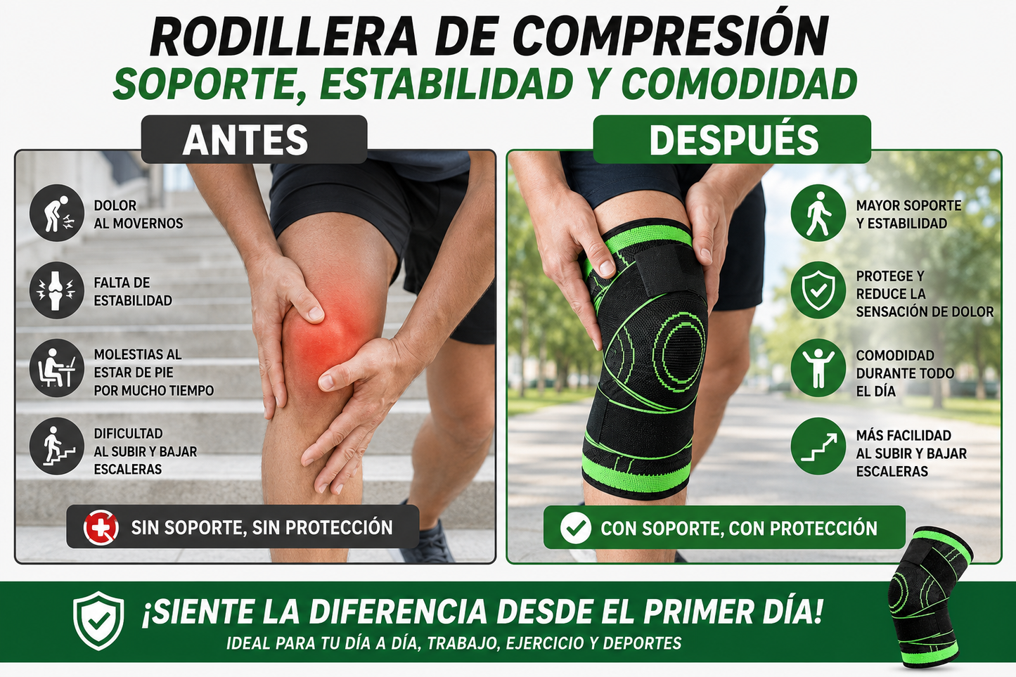 Rodillera de Compresión con Soporte Ajustable