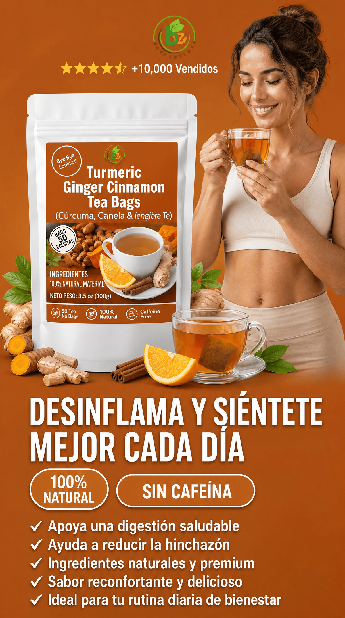 🌿 Té Premium de Cúrcuma + Jengibre + Canela